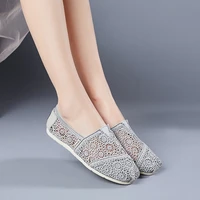 summer womens hollow cloth shoes breathable casual fashion mesh shoes spring breathable lace shoes flat low heels size35 40