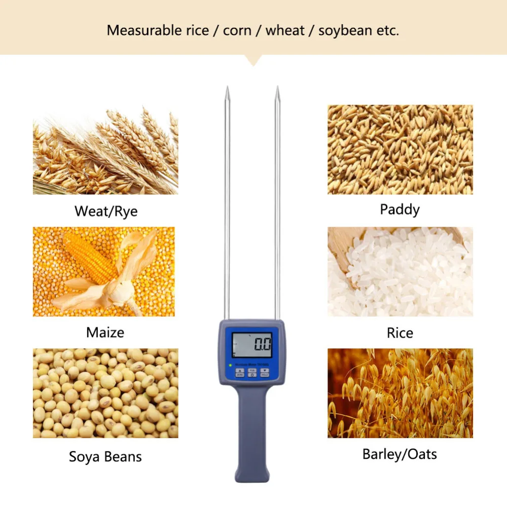 

Hot New Brand TK100G Grain Moisture Meter Wheat Maize Soya Beans Paddy Rice Barley Moisture Tester