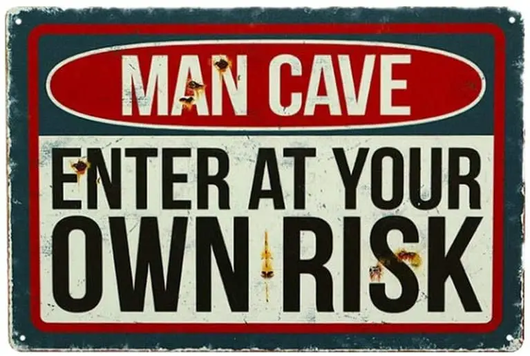 

Войдите в свой собственный риск, металлический дверной знак, металлический жестяной знак, Настенный декор, мужская пещера, предупреждение (...