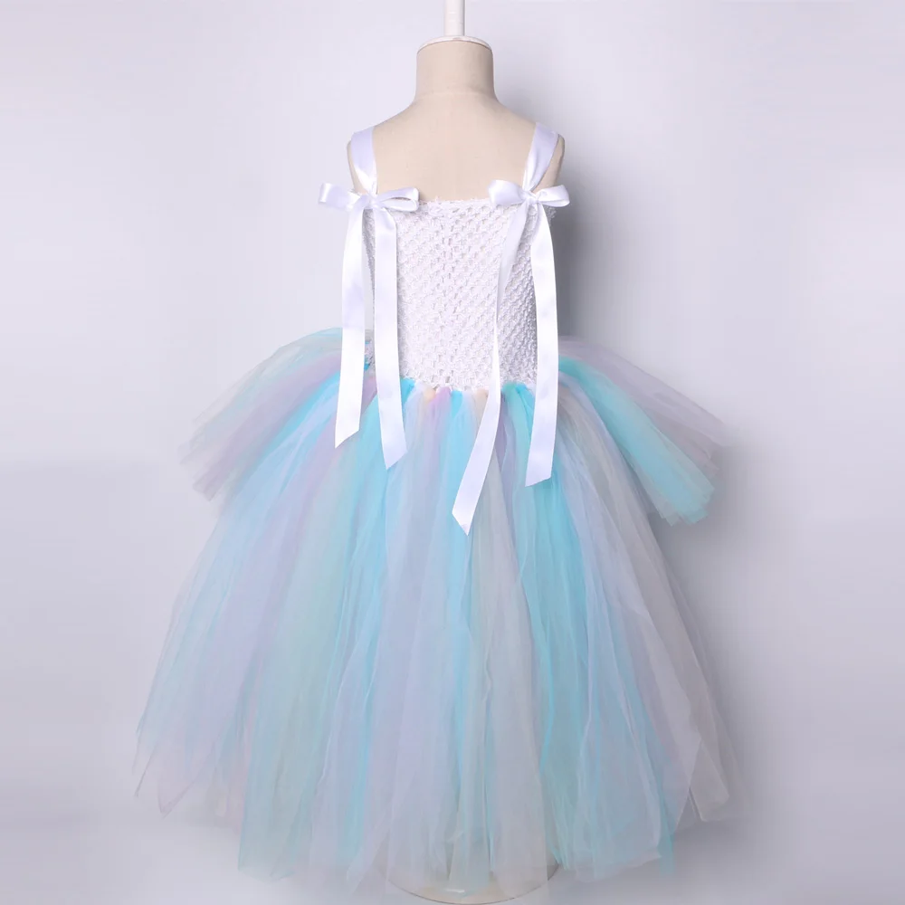 Pastel Rainbow Girls Tutu Dress Unicorn Girl Birthday Party Up with Headband Child Kids Princess Halloween Costumes | Детская одежда и