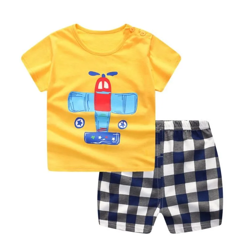 Baby Boys Girls Short Sleeve Cartoon Tops Shirt Pants Outfits Set Casual | Детская одежда и обувь