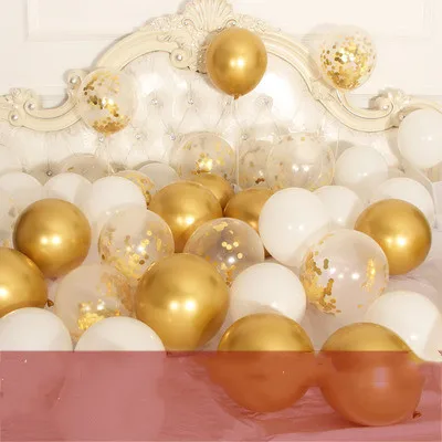 pink white gold 15 шт./лот, 12 дюймов, металлические хромированные латексные шары+ прозрачные Серебристые конфетти, шары на свадьбу, день рождения, розовое золото, латексные вечерние шары, Декор - Цвет: pink white gold