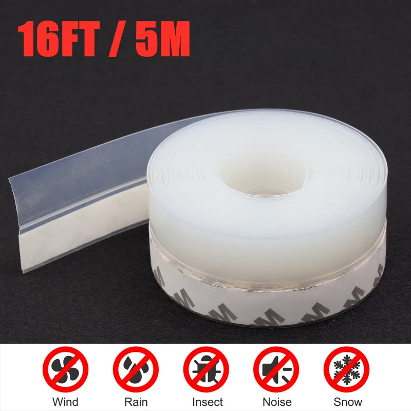 

5M Self Adhesive Door Bottom Sound Insulation Seal Strip Window Gap Windproof Sealing Strip Weather Stripping Insect Proof Strip