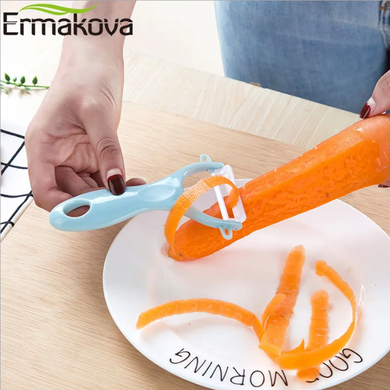 ERMAKOVA керамическое лезвие Овощечистка для фруктов резак Картофель Яблоко Морковь Огурец Овощечистка фрукты керамика Y устройство для чистки кухни