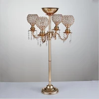 2022 new 89cm tall 5 arms wedding crystal candelabras candle holder flower vase wedding props