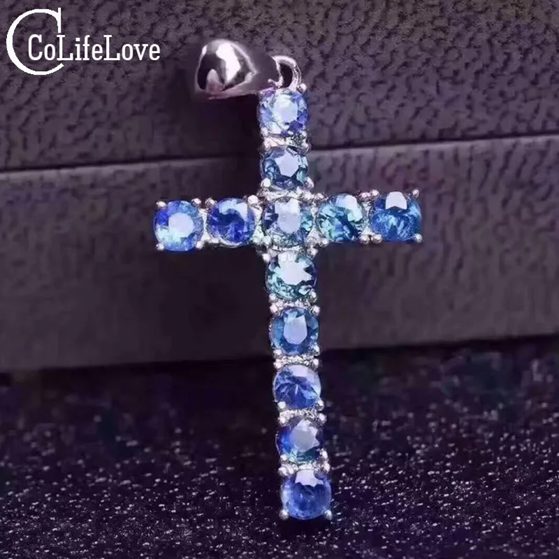 Винтажное ожерелье с крестом из драгоценных камней 12 шт. 3 мм 1.5ct натуральный