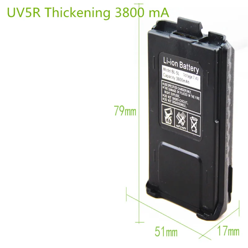 Аккумулятор Baofeng walkie talkie 2 шт. 3800 мА утолщенный 7 В аккумулятор BF-UV5R/5RA/5RB/5RC литиевый
