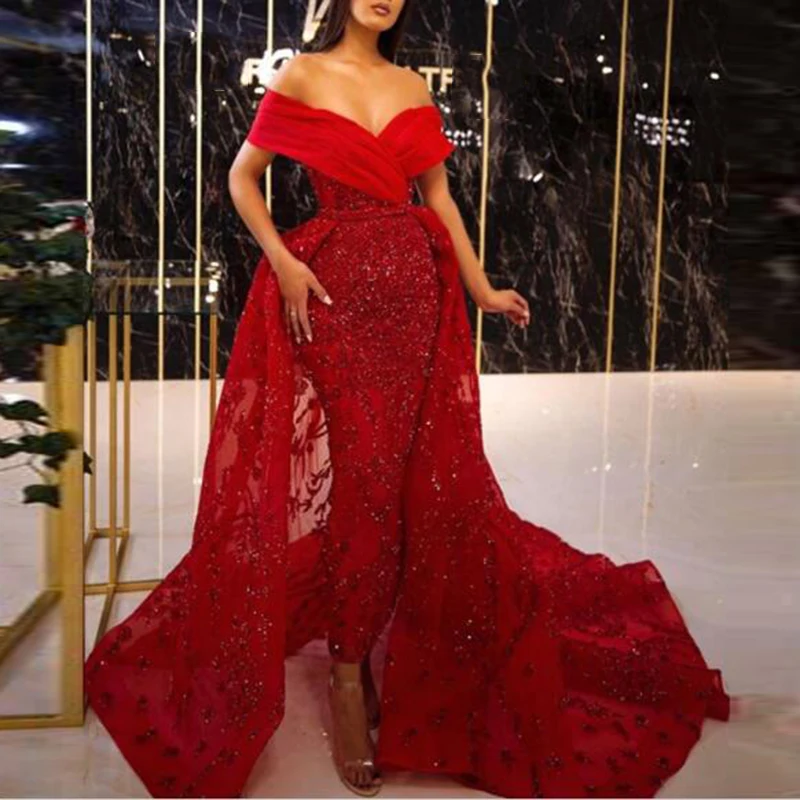 

Elegant Celebrity Dress Beads Formal Gown Abendkleider Avondjurk Vestido de noche Robe de soiee Pageant Dress Removable Tail
