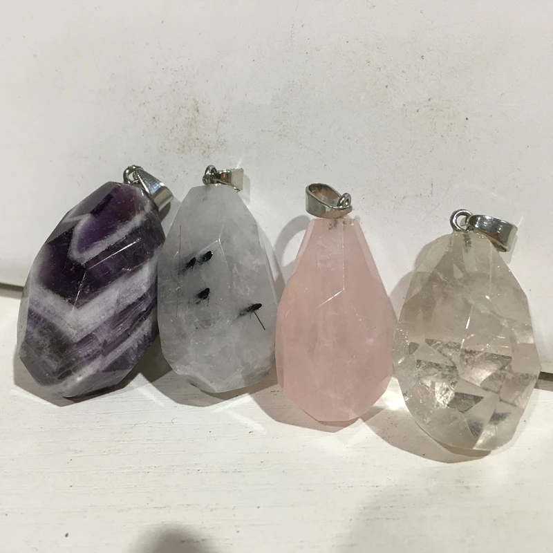 

2pcs Natural rose quartz Stones decoration gemstones pendant reiki healing crystal Halloween gift