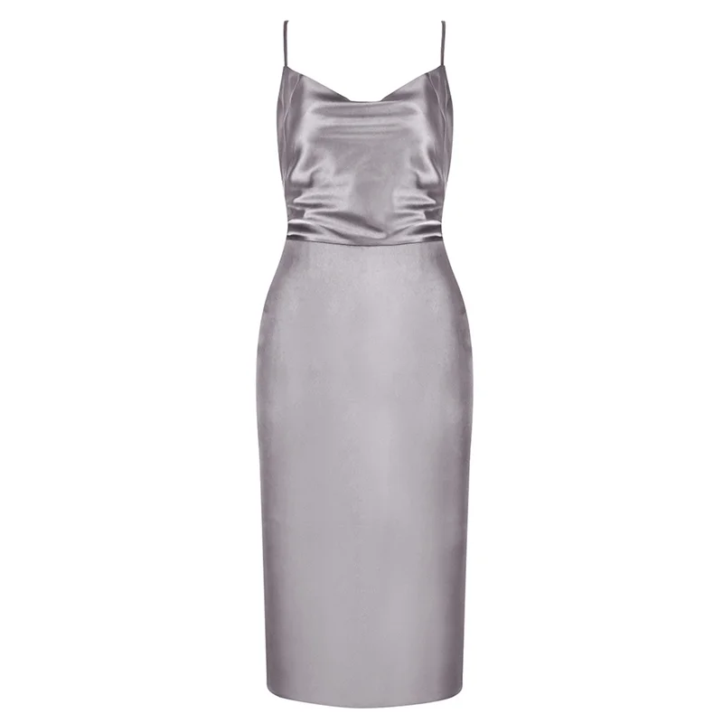 

Women Sexy Spaghetti Straps Bodycon Dress Summer New Arrival V Neck Draped Lace Up Backless Dress Celebrity Runway Party Dress