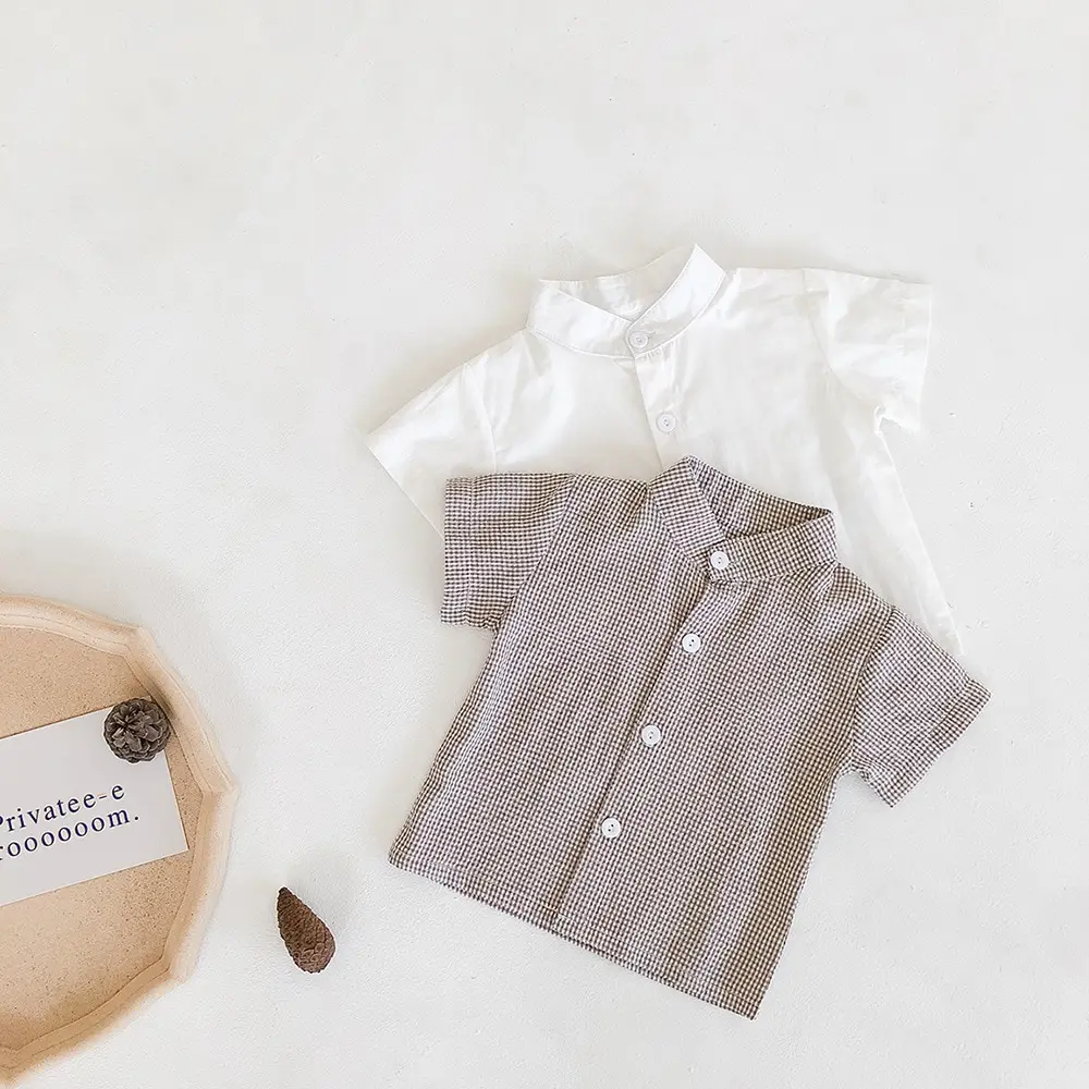 Летняя Милая хлопковая рубашка + комбинезон шапочка комплект одежды в полоску из