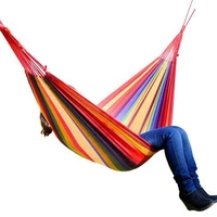 rainbow outdoor leisure portable hammock canvas hanging bed ultralight camping with backpack