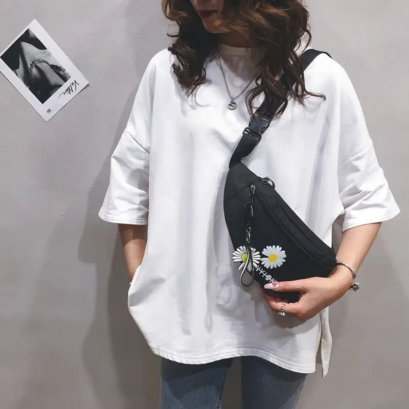 

Waist Bag Women Chest Bags Canvas Fanny Pack Black Belt Banana BumBag Women Waist Pack Phone Pouch Casual Letter 2020 Summer New