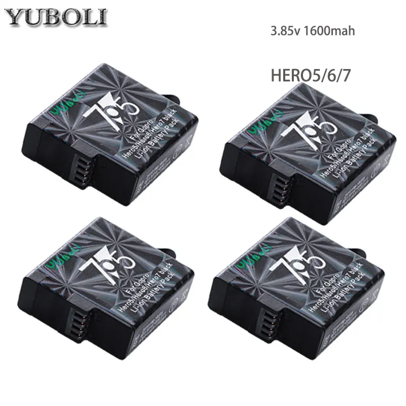 3 x батарея bateria hero 7+ зарядное устройство с двумя портами для GoPro Go pro hero 5 hero 5 6 7 hero 6 hero 7 Черные Аксессуары для камеры 1600 мАч - Цвет: 4battery