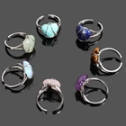 Новинка модные регулируемые кольца из натурального кристалла в форме сердца кварцевый камень проволока обмотка пара изысканное креативное индивидуальное кольцо