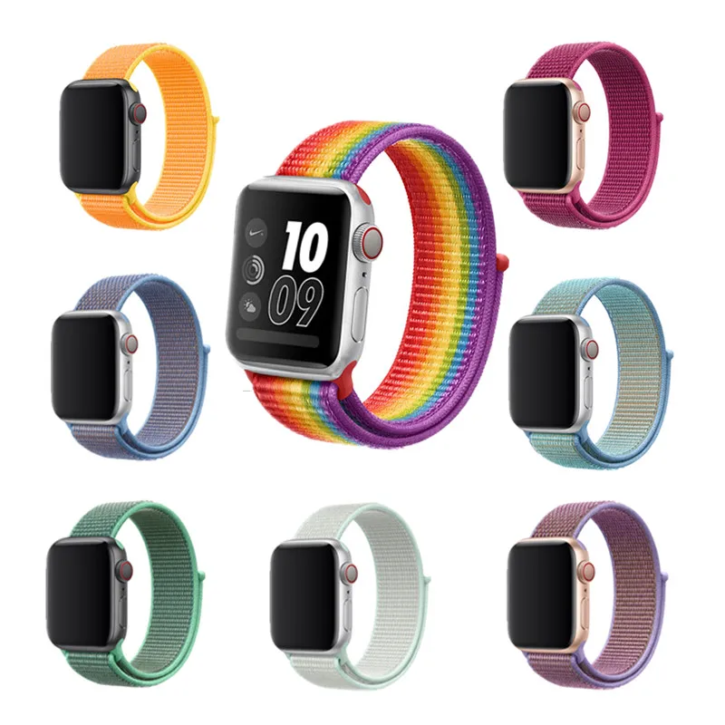 Тканый нейлоновый ремешок для часов Apple Watch ремешок 40 мм 44 мм 38 мм 42 мм мягкая Спортивная петля для iWatch 5 4 3 2 1 дышащий ремешок