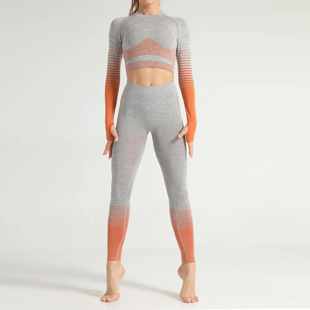 Фитнес костюм для йоги Женский градиентный обтягивающий эластичный комплект
