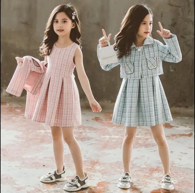 Girls Boutique Outfits Valentines Clothes Fashion Jacket Coat And Vest Dresses 2pcs Sets Teenage Girl Clothing 6 8 10 12 Year | Мать и