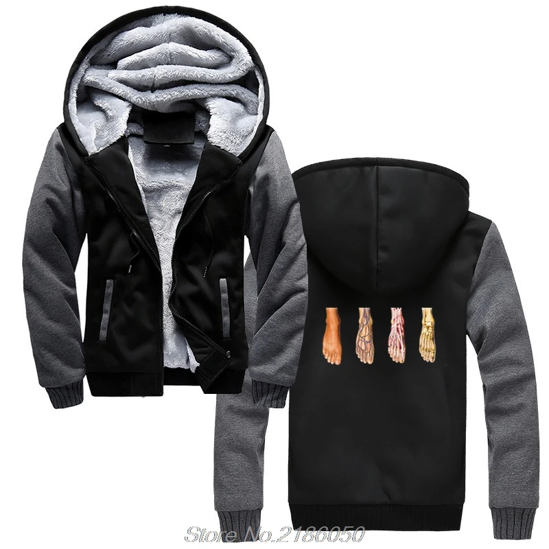 Foot Feet Anatomy Podiatry Doctor Medical Student 3D Hoodies Men's Coat Thicken Zipper Harajuku Sweatshirts | Мужская одежда