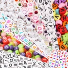 Буква круглые акриловые бусины плоский Алфавит цифровой Куб свободная распорка для изготовления ювелирных изделий ручной работы Diy браслет ожерелье 100 шт.