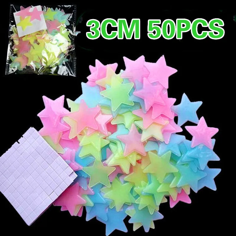 3D Stars Glow In The Dark Fluorescent Luminous on Wall Sticker for Kids Room Living Decor Home Decoration Stick | Дом и сад