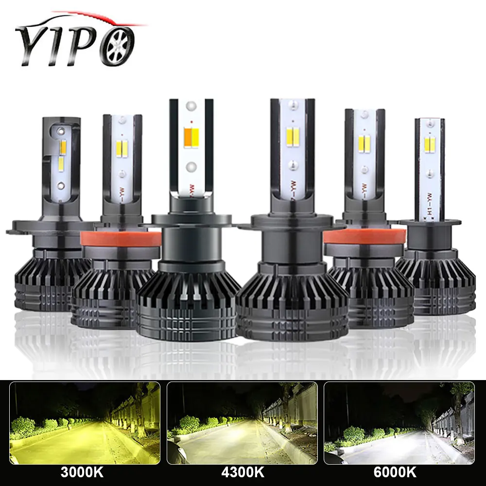 2 шт. H4 светодиодные фары H1 H3 H7 H11 фар лампада 12V h11 led огни лампы Авто Стайлинг 3000k 4300k