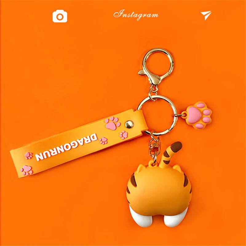 Брелок для ключей с милым котом и ягодицами милый мультяшный автомобильный