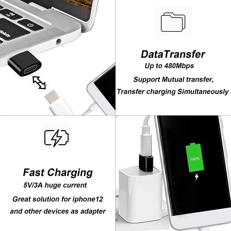 Переходник с USB 3 0 на C 1 Мини Высокоскоростной Type Мама A папа для быстрой зарядки и
