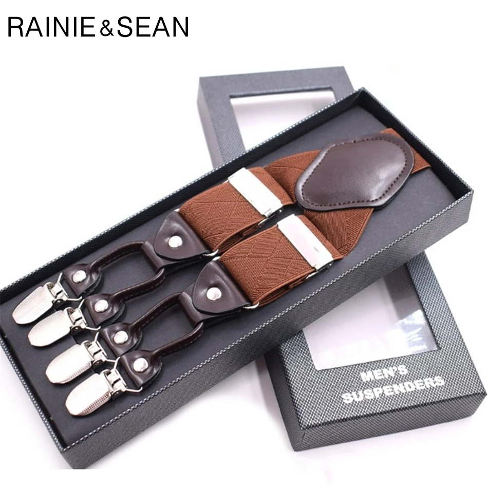 Подтяжки RAINIE SEAN мужские свадебные винтажные однотонные 3 5 см с 6 зажимами Y