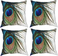 green 3d peacock feather decoration square pillowcase 18x18 inch sofa living room 4 four season pillows