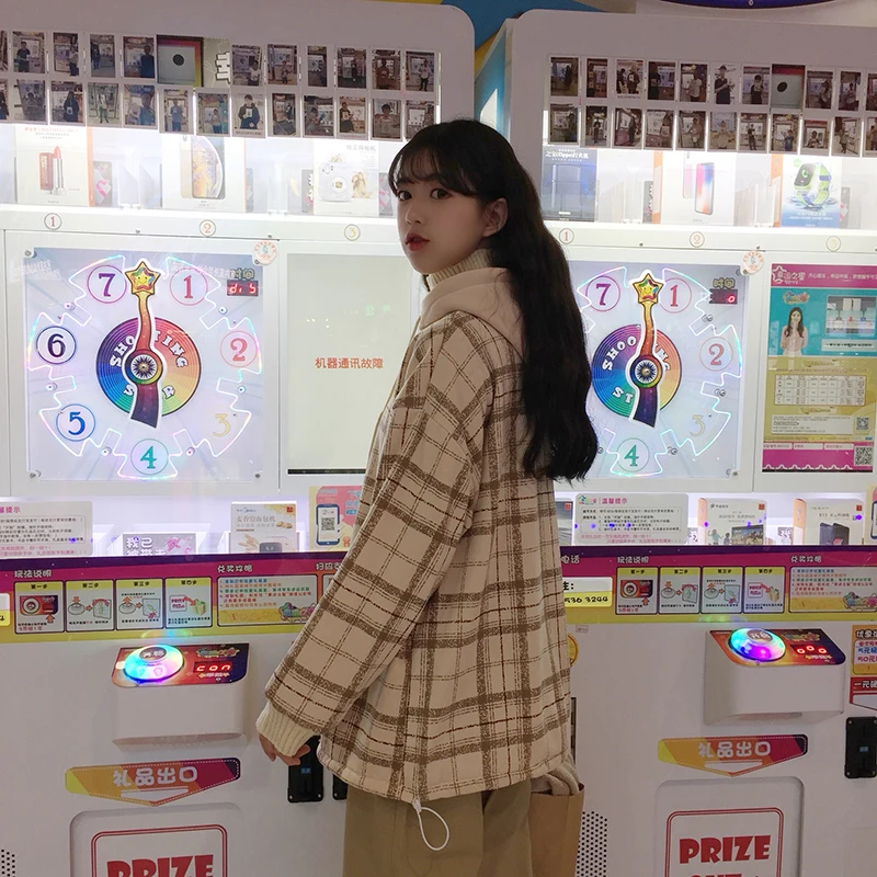 Harajuku флисовые кофты Женские клетчатые водолазки толстовки женские с длинным рукавом Повседневные Большие размеры пуловер с капюшоном одежда толстовка