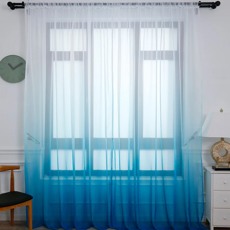 

Modern gradient color curtain Tulle decorative sheer curtains for living room bedroom kitchen hotel home at window panels