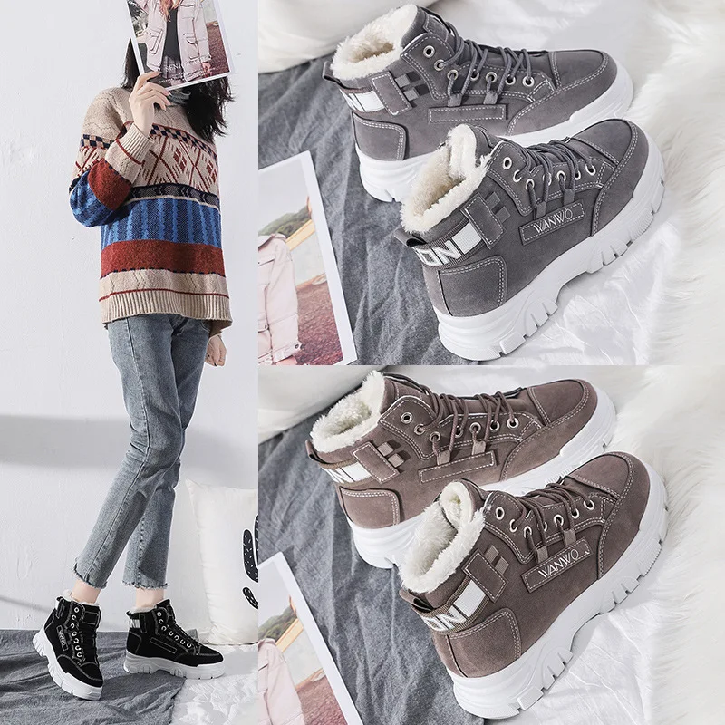 

Women Boots 2021 Fashion Platform Snow Boots Women Comfort Winter Women Boots Warm Plush Short Boots Botines Mujer