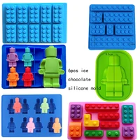 6pcs robot chocolate silicone molds blocks robot ice cubes tray fondant cake candy soap moulds resin clay cake decorating tools