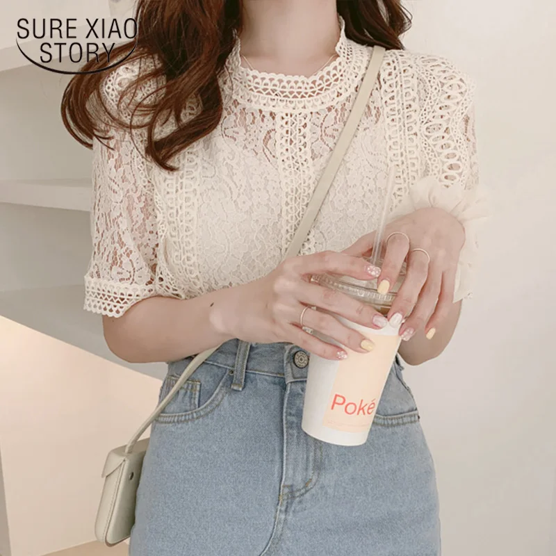 Женская летняя блузка с коротким рукавом белая вырезами модель 2020 50 8745 | одежда