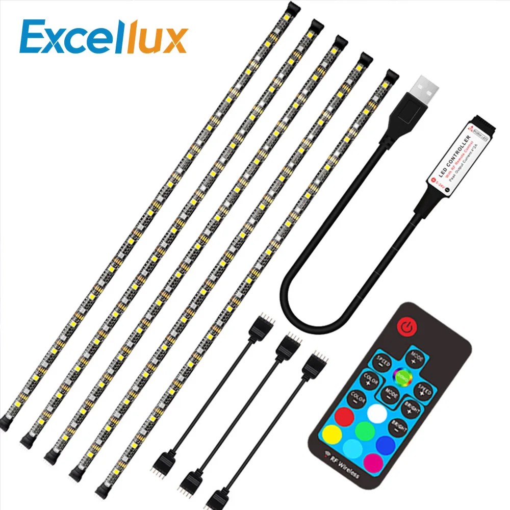 Excellux 5 в RGBW RGBWW USB Светодиодная лента с 17Key RF дистанционный гибкий светодиодный светильник 50 см 1 м 2 м 3M 4M для ТВ ПК фоновый светильник