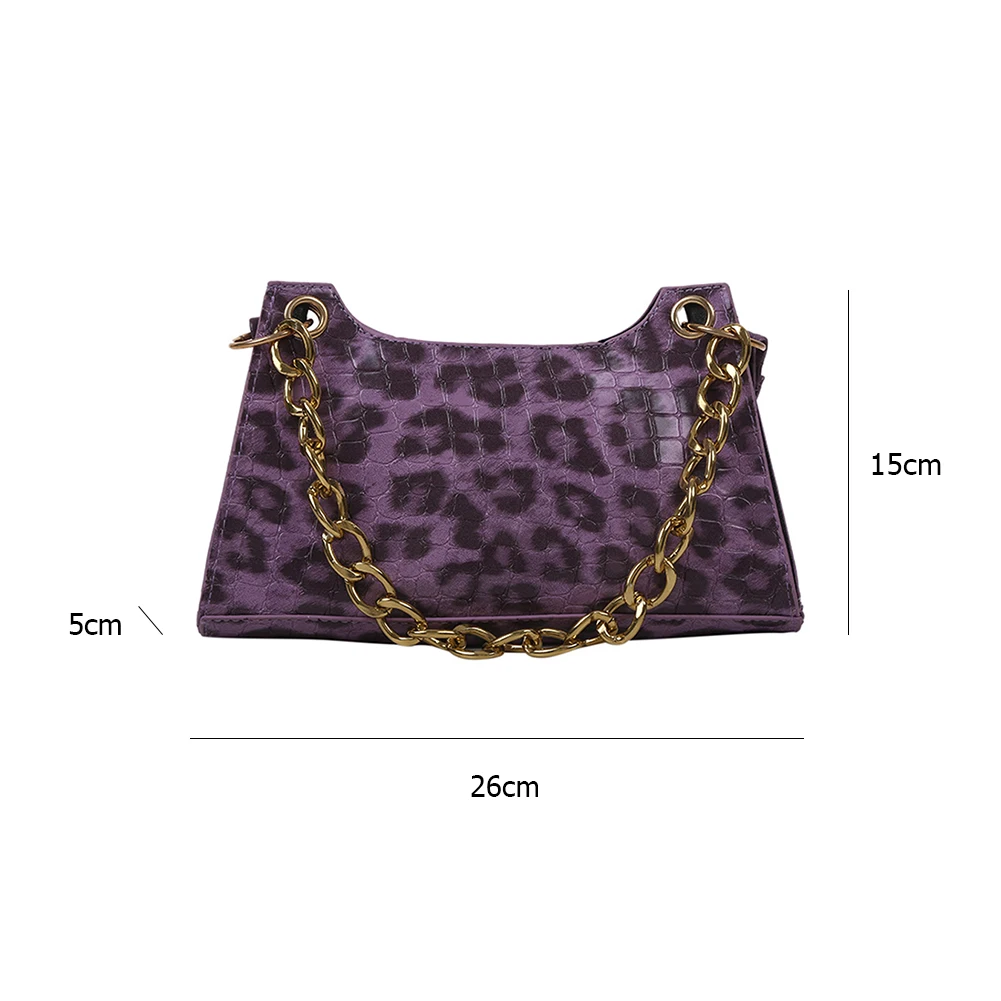 

New Fashion Animal Pattern Women Chain Underarm Shoulder Bags Vintage PU Leather Female Simple Shoulder Handbags