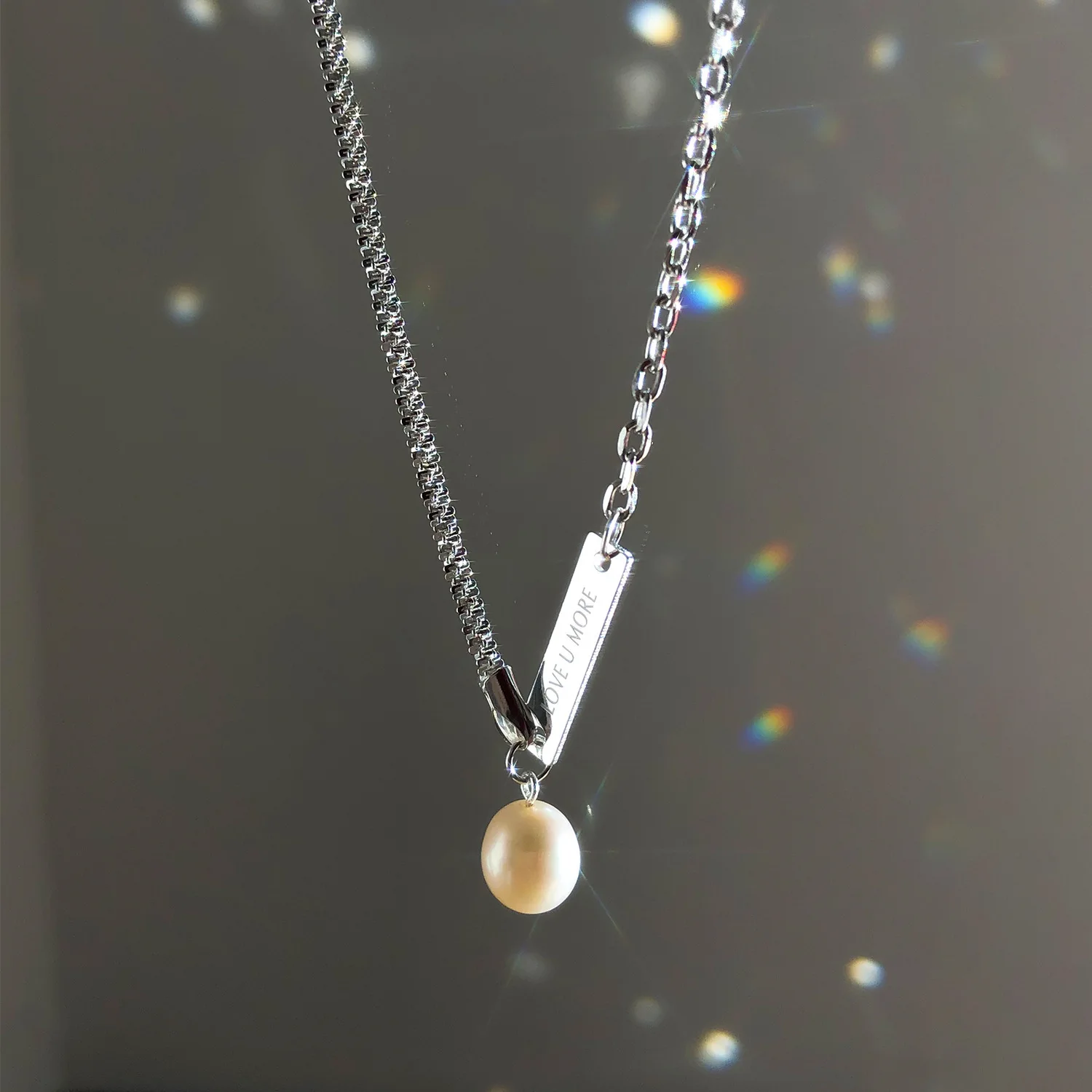 

VENTFILLE 925 Sterling Silver Freshwater Pearl Necklace Female Necklace Clavicle Simple Temperament Square Brand Jewelry Gift