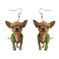 chihuahua dog acrylic animal sit dogs earrings fashion jewelry drop cute for womens mens best friends gift