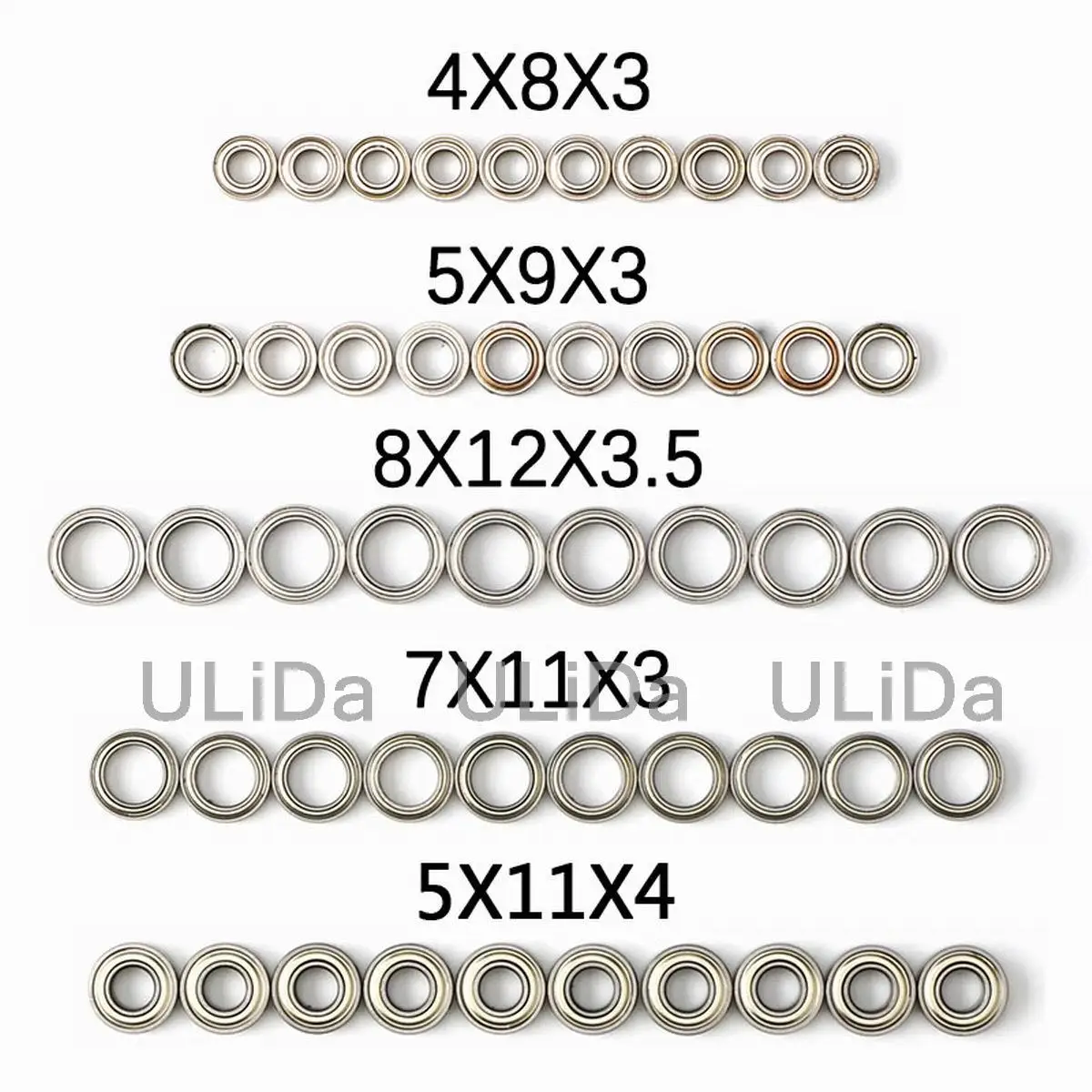 10PCS Ball Bearing 5x11x4 7x11x3 8x12x3.5 9x5x3 4x8x3mm For 1:12 RC Car Parts Wltoys 12428 12423 Upgrade Parts