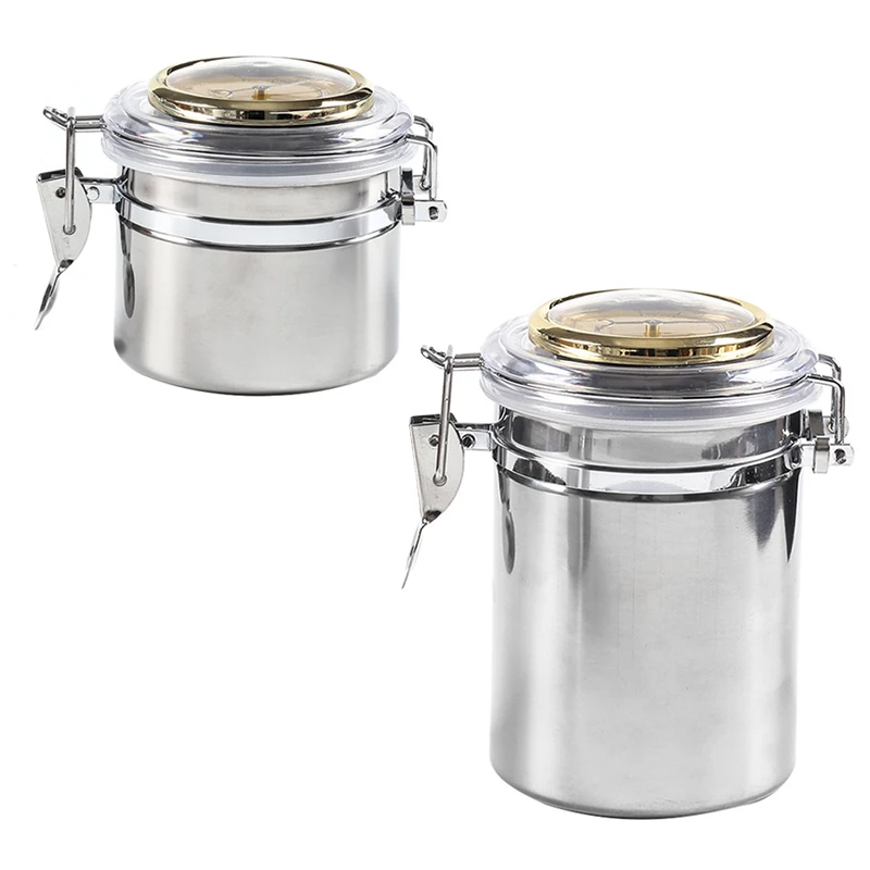 

Cigarette/Cigar Sealed Moisturizing Can with Hygrometer Stainless Steel Coffee Bean Storage Jar