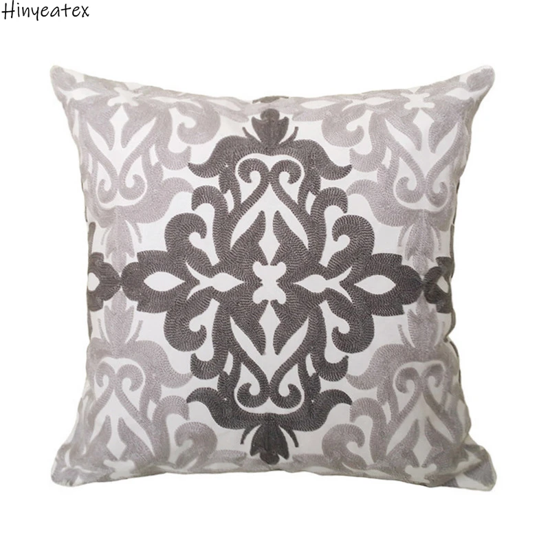 Современный Хлопковый чехол с 2 узорами и вышивкой дамасский серый Чехол на