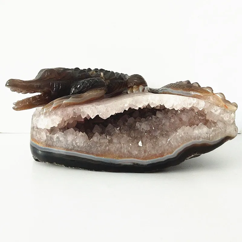 

1995g Natural Amethyst geode sculpture crocodile statue home decoration stones and crystals perfect combination