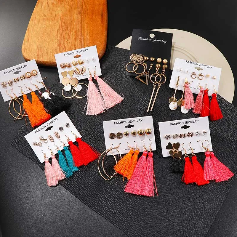 Оптовая продажа модные женские серьги 2019 набор сережек в богемном стиле