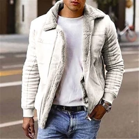 2021 winter mens faux leather jackets and coats fleece lined warm parkas thicken thermal faux fur overcoat outerwear