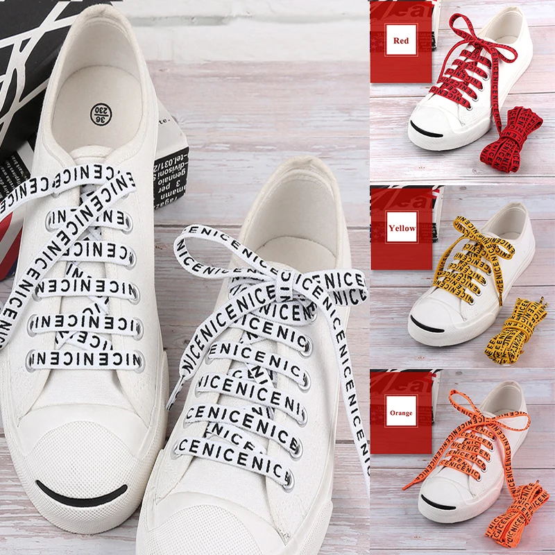 

1Pair Sports Shoe Lace Letters Printing Flat Shoelace Fashion Personality Bootlaces Unisex Casual Sneaker Polyester Shoestring