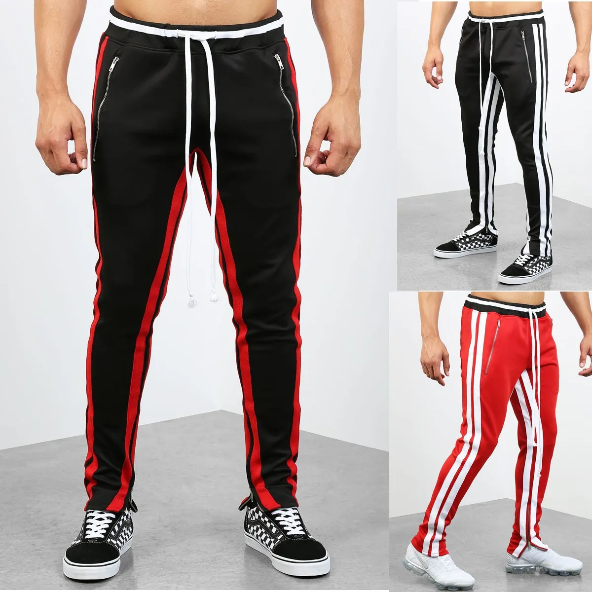 

New European And American Fashion Color Matching Sports Fitness Pants Night Running Men's Fashion Casual Sports Pants