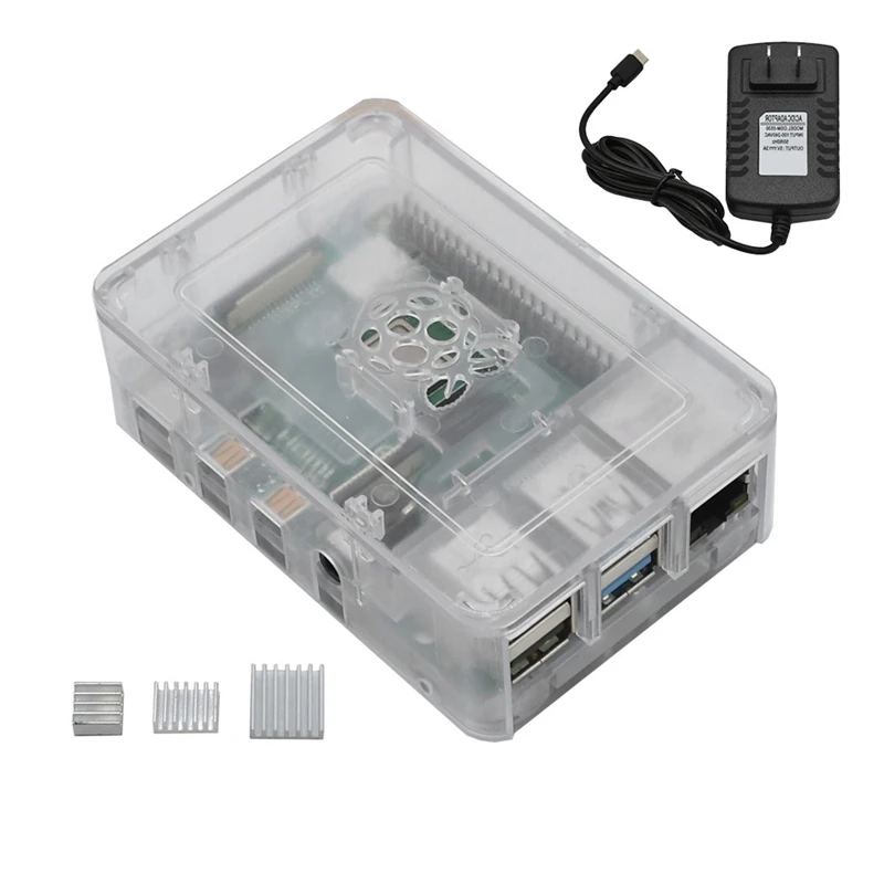Для Raspberry Pi 4 Модель B ABS чехол 2G RAM DIY Kit с радиатором 5V 3A адаптер питания для PI (вилка
