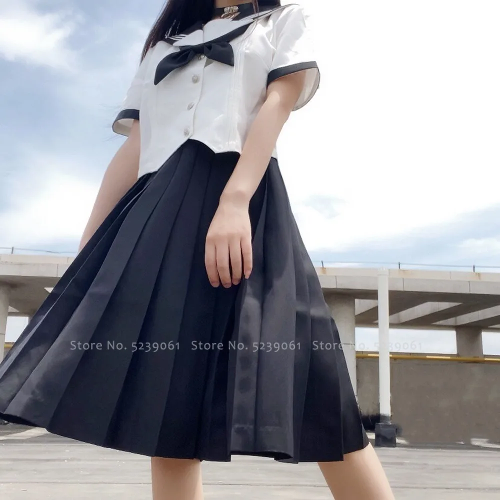 Japanese Style Girl JK Suit Kawaii T-shirt Pleated Skirt School Women Navy Sailor Tops Uniforms Set Korean Anime Cosplay Costume |