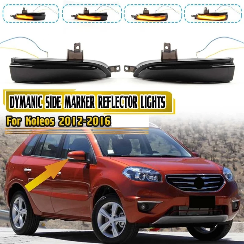 

2Pcs LED Flowing Side Mirror Indicator Light for Renault Koleos 2012-2016 Rearview Wing Mirror Turn Signal Lights Lamp